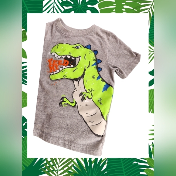 Gray and Green Dinosaur Graphic Short Sleeve Tee - Picture 6 of 6